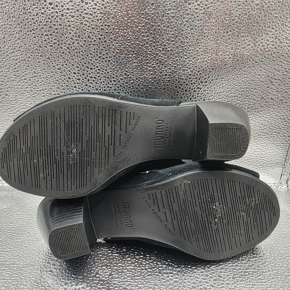 Munro American Suede Leather Slingback Sandals Open Toe Block Heel Sz 6.5W‎ USA